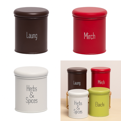 Colorful  Spice Jars Set of 8 | Airtight Masala Containers with Labels for Kitchen Storage