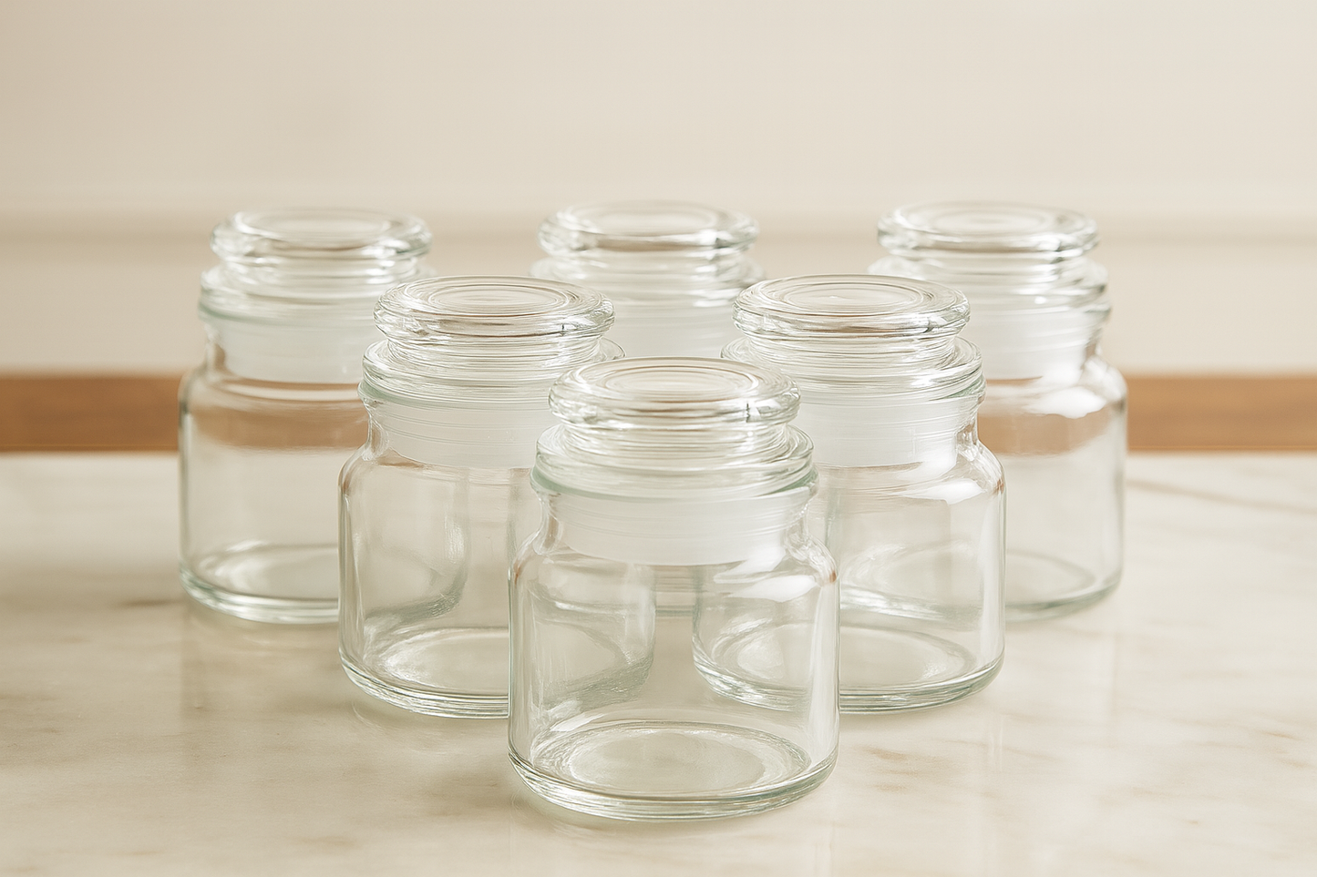 Premium 6-Piece Glass Spice Jar Set