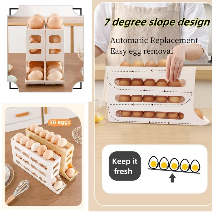Automatic Rolling Egg Organizer (30-Egg Capacity)
