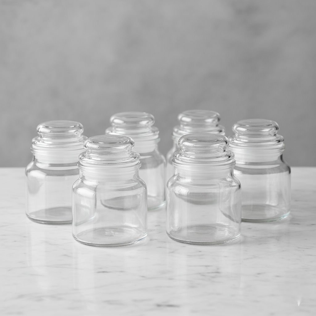 Premium 6-Piece Glass Spice Jar Set