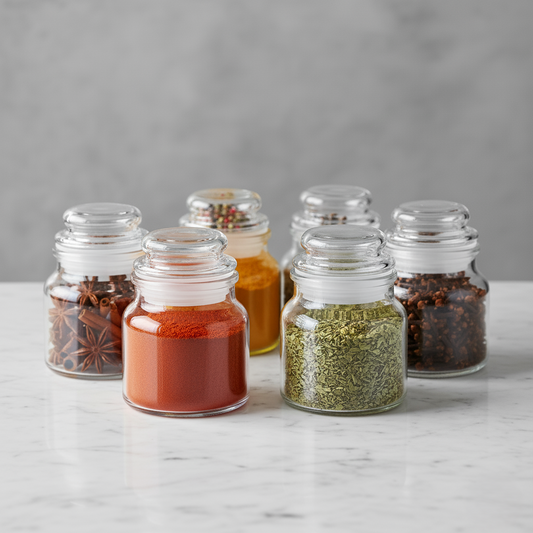 Premium 6-Piece Glass Spice Jar Set