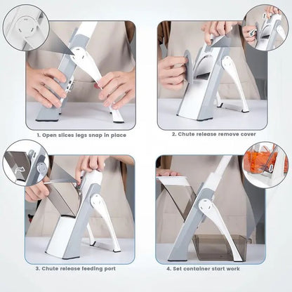 6-in-1 Multifunctional Adjustable Vegetable Slicer & Grater with Safety Ho