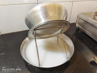 Stainless Steel Rice Pot Drainer & Strainer Stand – Hands-Free Kitchen Draining Rack