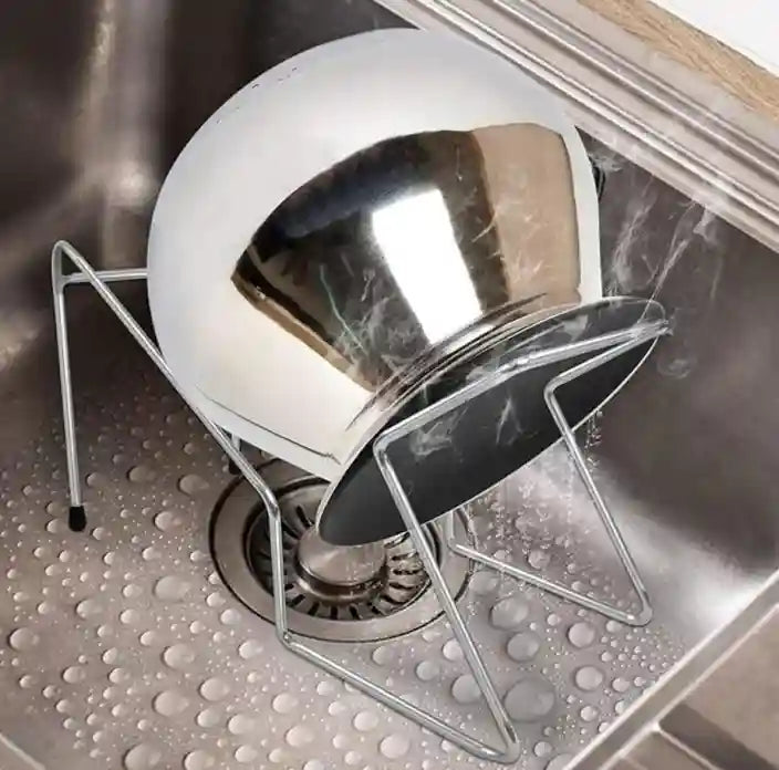 Stainless Steel Rice Pot Drainer & Strainer Stand – Hands-Free Kitchen Draining Rack