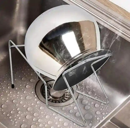 Stainless Steel Rice Pot Drainer & Strainer Stand – Hands-Free Kitchen Draining Rack